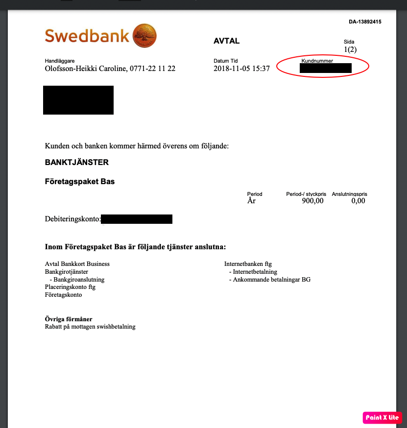 Kundnr på Swedbank