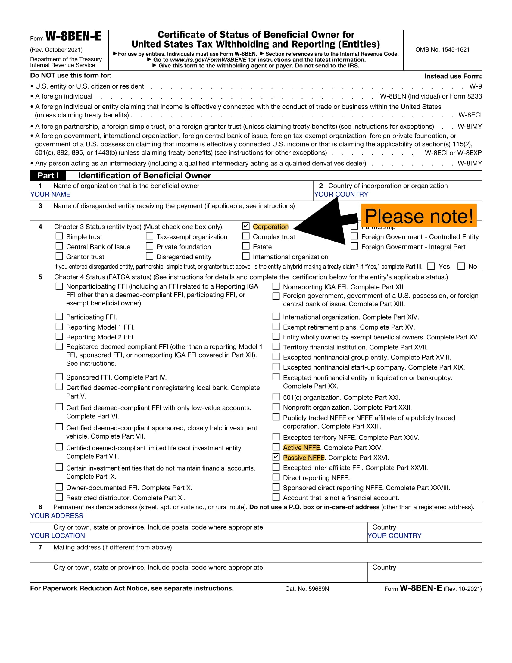 how to fill out a w 8ben form