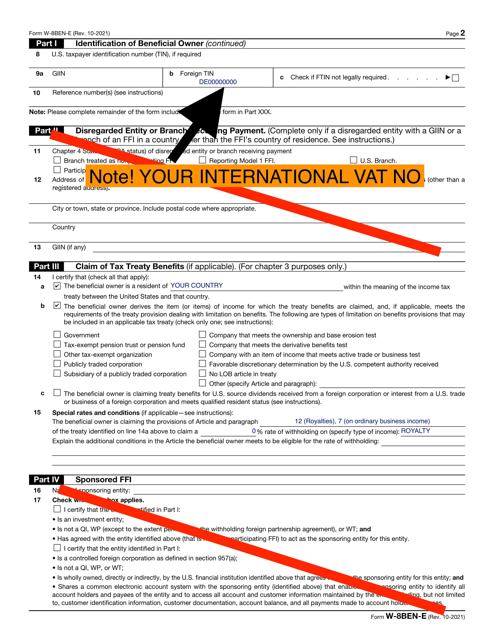 How to fill in the W-8BEN-E form? (Page 2)