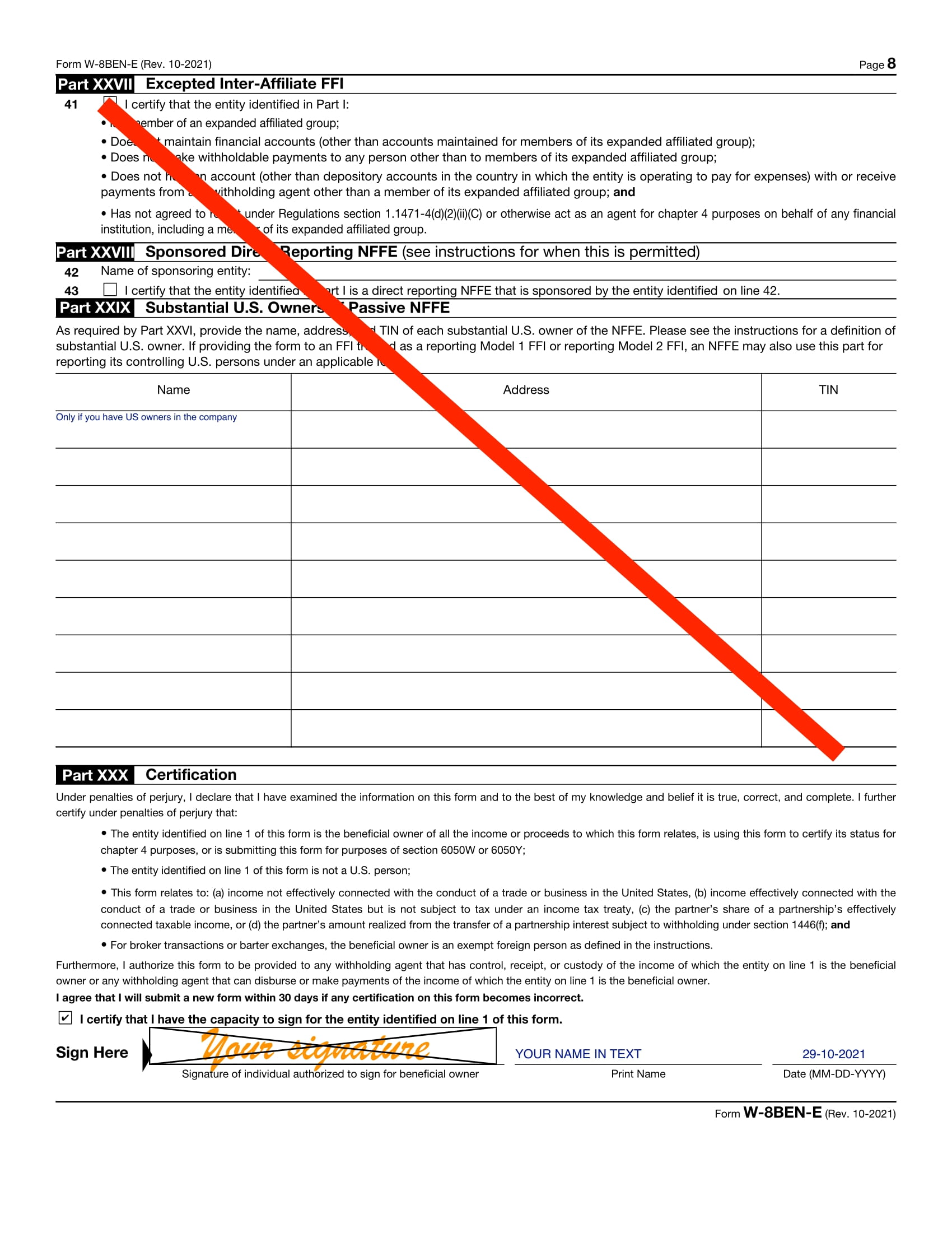 How do I fill out Form W-8BEN-E? (Page 8)